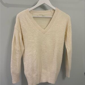 Anthropologie Soft Cream V-Neck Sweater